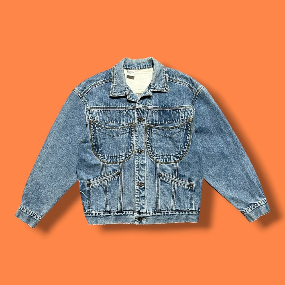 Vintage 90s Denim Jacket Anchor Blue WKWR Jean Trucker Medium Unisex Fit
